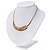 Large Crystal 'Feather' Pendant Necklace In Gold Plated Metal - 36cm Length (7cm extender) - view 6