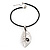 Large Silver Plated 'Leaf' Pendant On Leather Cord - 40cm Length (7cm extender) - view 10