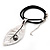 Large Silver Plated 'Leaf' Pendant On Leather Cord - 40cm Length (7cm extender) - view 12