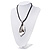 Large Silver Plated 'Leaf' Pendant On Leather Cord - 40cm Length (7cm extender) - view 8