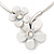 White Enamel Floral Choker Necklace In Silver Plated Metal - view 3