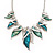 Modern Teal Resin 'Leaf' Necklace In Silver Tone Metal - 42cm Length (7cm extender) - view 3
