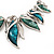Modern Teal Resin 'Leaf' Necklace In Silver Tone Metal - 42cm Length (7cm extender) - view 4