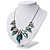 Modern Teal Resin 'Leaf' Necklace In Silver Tone Metal - 42cm Length (7cm extender) - view 2