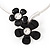 Black Enamel Floral Choker Necklace In Silver Plated Metal - view 3