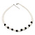 Black/White Simulated Glass Pearl Classic Necklace - 48cm Length (4cm extender) - view 4
