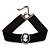 Black Velour Ribbon Simulated Pearl 'Cameo' Choker Necklace - 30cm Length & 8cm Extension - view 4