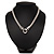 Rhodium Plated Mesh Necklace With Crystal Ring - 40cm Length