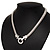 Rhodium Plated Mesh Necklace With Crystal Ring - 40cm Length - view 5