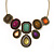 Vintage Multlicoloured Jewelled 'Bib Style' Necklace In Bronze Tone Metal - 36cm Length (5cm extension) - view 2