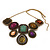 Vintage Multlicoloured Jewelled 'Bib Style' Necklace In Bronze Tone Metal - 36cm Length (5cm extension) - view 3