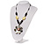 Large Mother of Pearl Flower Pendant & Wooden, Simulated Pearl Beaded Necklace - 52cm Length - view 8