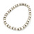 Light Cream Imitation Pearl Bead & Silvertone Metal Ring Stretch Choker Necklace - view 1