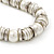 Light Cream Imitation Pearl Bead & Silvertone Metal Ring Stretch Choker Necklace - view 3