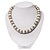 Light Cream Imitation Pearl Bead & Silvertone Metal Ring Stretch Choker Necklace - view 7
