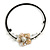 Antique White Shell Flower On Flex Wire Choker Necklace - Adjustable