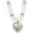 Transparent Glass/Metal Beaded 'Heart' Pendant Necklace On Velour Ribbon - 46cm Length (with 5cm extension - view 6