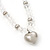 Transparent Glass/Metal Beaded 'Heart' Pendant Necklace On Velour Ribbon - 46cm Length (with 5cm extension - view 7
