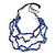 4 Strand Blue Glass Bead Black Cotton Cord Necklace - 60cm Length