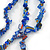 4 Strand Blue Glass Bead Black Cotton Cord Necklace - 60cm Length - view 3
