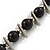 Black Glass Bead Leather Style Cord Necklace - 64cm Length - view 5