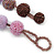 Chunky Pink/Lavender/Goldут Brown Glass Beaded Necklace - 56cm Length - view 7