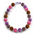 Chunky Pink/Lavender/Goldут Brown Glass Beaded Necklace - 56cm Length - view 2