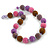 Chunky Pink/Lavender/Goldут Brown Glass Beaded Necklace - 56cm Length - view 4