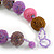 Chunky Pink/Lavender/Goldут Brown Glass Beaded Necklace - 56cm Length - view 6