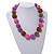 Chunky Pink/Lavender/Goldут Brown Glass Beaded Necklace - 56cm Length - view 3