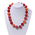 Chunky Coral/Orange Red Glass Beaded Necklace - 56cm Length - view 4
