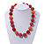 Chunky Coral/Orange Red Glass Beaded Necklace - 56cm Length - view 2