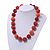 Chunky Coral/Orange Red Glass Beaded Necklace - 56cm Length - view 3