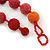 Chunky Coral/Orange Red Glass Beaded Necklace - 56cm Length - view 7