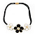Black/White Enamel Daisy Flower Cotton Cord Magnetic Necklace - 36cm Length - view 7