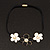 Black/White Enamel Daisy Flower Cotton Cord Magnetic Necklace - 36cm Length - view 4