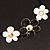 Black/White Enamel Daisy Flower Cotton Cord Magnetic Necklace - 36cm Length - view 9