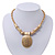 Brushed Gold Plated 'Medallion' Pendant Necklace - 36cm Length/ 6cm Extension - view 3