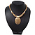 Brushed Gold Plated 'Medallion' Pendant Necklace - 36cm Length/ 6cm Extension - view 8