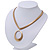 Brushed Gold Plated 'Oval' Pendant Necklace - 40cm Length/ 7cm Extension - view 7