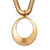Brushed Gold Plated 'Oval' Pendant Necklace - 40cm Length/ 7cm Extension - view 3