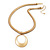 Brushed Gold Plated 'Oval' Pendant Necklace - 40cm Length/ 7cm Extension - view 2