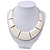 Light Cream Enamel Egyptian Bib Style Choker Necklace In Gold Plating - 38cm Length /7cm Extension - view 6