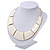 Light Cream Enamel Egyptian Bib Style Choker Necklace In Gold Plating - 38cm Length /7cm Extension - view 9