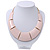 Light Pink Enamel Egyptian Bib Style Choker Necklace In Gold Plating - 38cm Length /7cm Extension - view 2