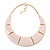 Light Pink Enamel Egyptian Bib Style Choker Necklace In Gold Plating - 38cm Length /7cm Extension - view 3
