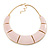 Light Pink Enamel Egyptian Bib Style Choker Necklace In Gold Plating - 38cm Length /7cm Extension - view 9