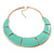 Mint Green Enamel Egyptian Bib Style Choker Necklace In Gold Plating - 38cm Length /7cm Extension - view 4