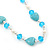Turquoise Heart Shape Stone, Freshwater Pearl & Acrylic Bead Long Necklace - 76cm Length - view 3