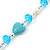 Turquoise Heart Shape Stone, Freshwater Pearl & Acrylic Bead Long Necklace - 76cm Length - view 4